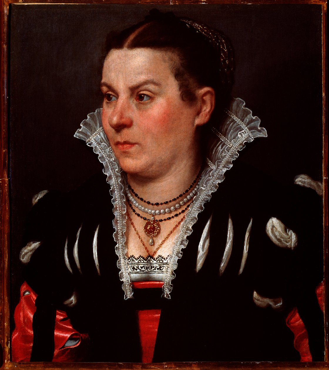 Portrett av en rik dame - olje på lerret av Giovanni Battista Moroni