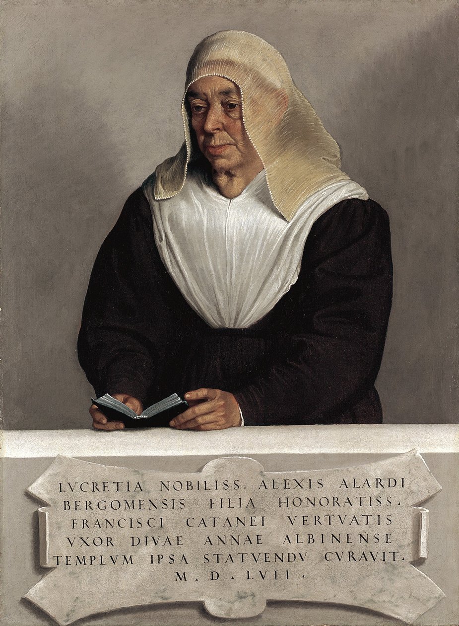 Abbedissen Lucrezia Vertova Agliardi, ca. 1557 (olje på lerret) av Giovanni Battista Moroni