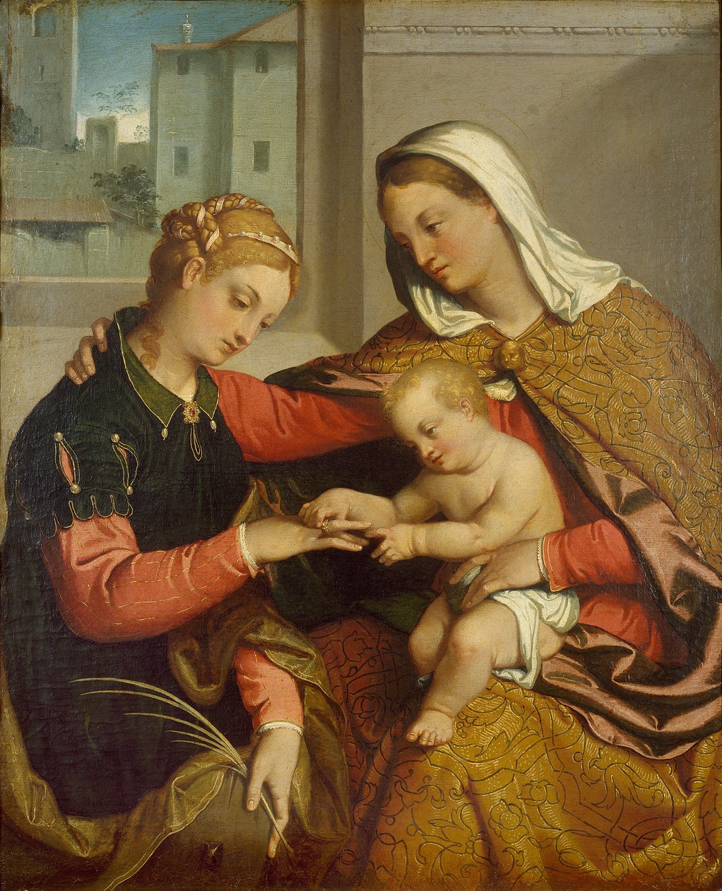 The Mystic Marriage of St Catherine, c1550 av Giovanni Battista Moroni