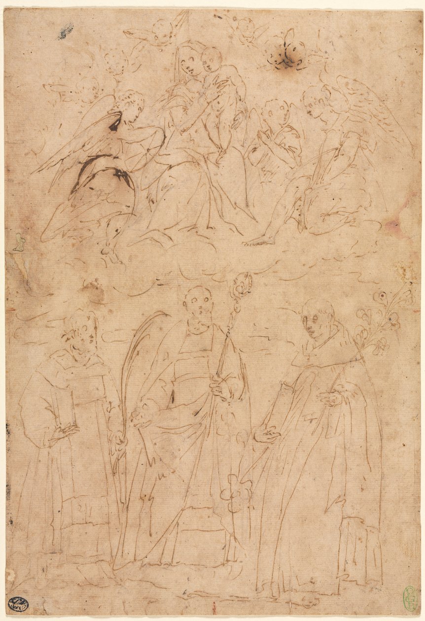 Madonna og Child in Glory over Three Saints av Giovanni Battista Paggi