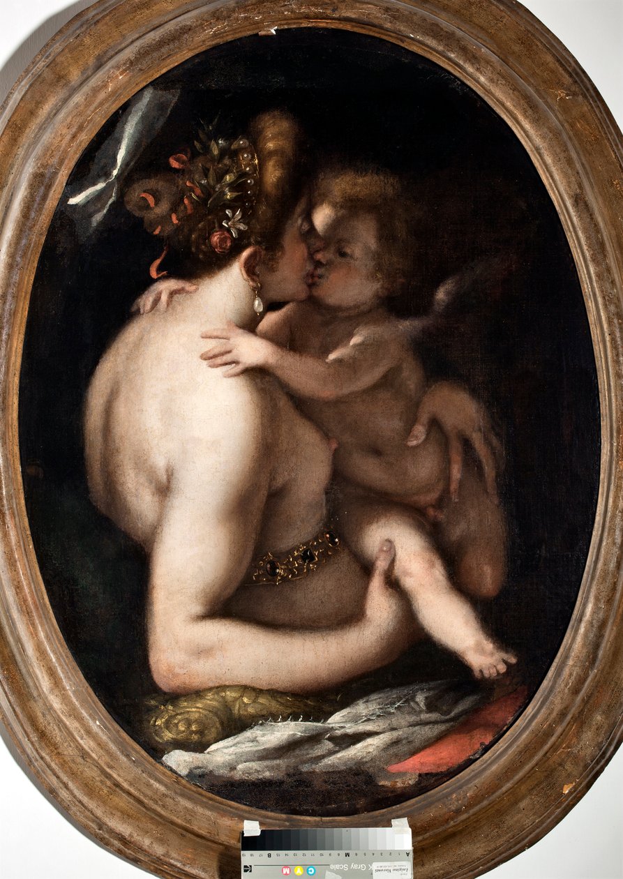 Venus og Amor (Venus og Amor) Maleri av Giovanni Battista Paggi (1554-1627) Genes, Musei di Strada Nuova inv n PB 1409 av Giovanni Battista Paggi