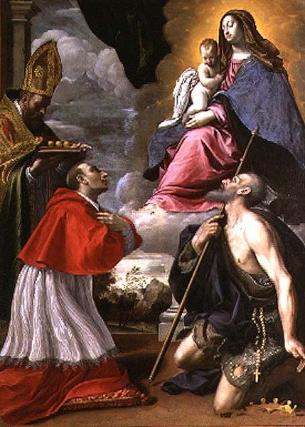 Madonna og barn med helgener av Giovanni Battista Pesari