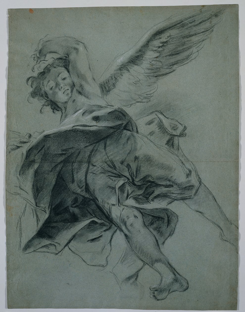 En flygende engel (rekto); Studier av hender som spiller instrumenter (verso) av Giovanni Battista Piazzetta