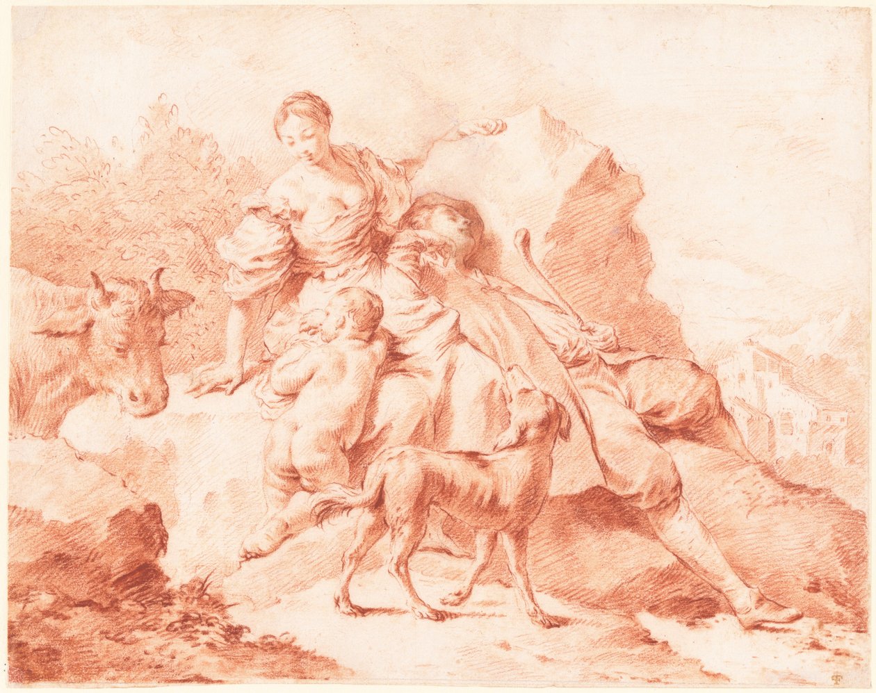 En hyrdefamilie hviler av Giovanni Battista Piazzetta