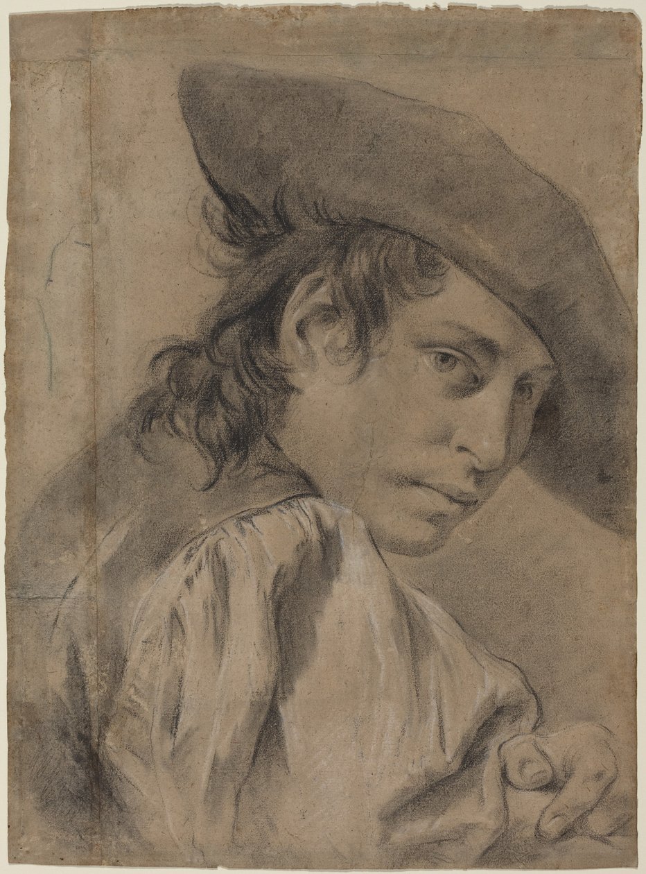 En ung mann med bredbremmet hatt av Giovanni Battista Piazzetta