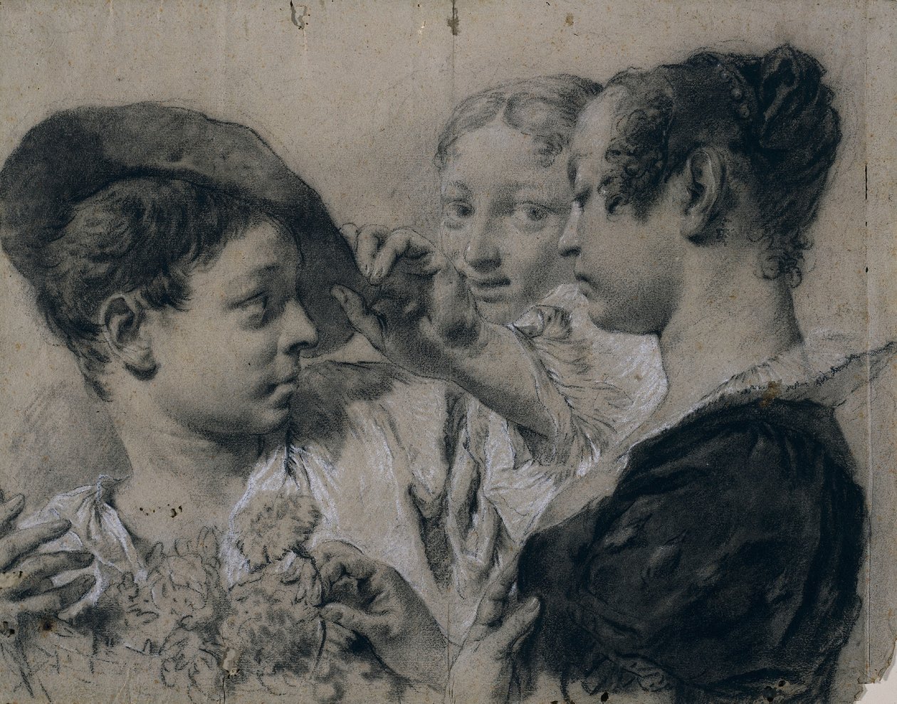 En ung kvinne som kjøper en rosa fra en ung mann av Giovanni Battista Piazzetta