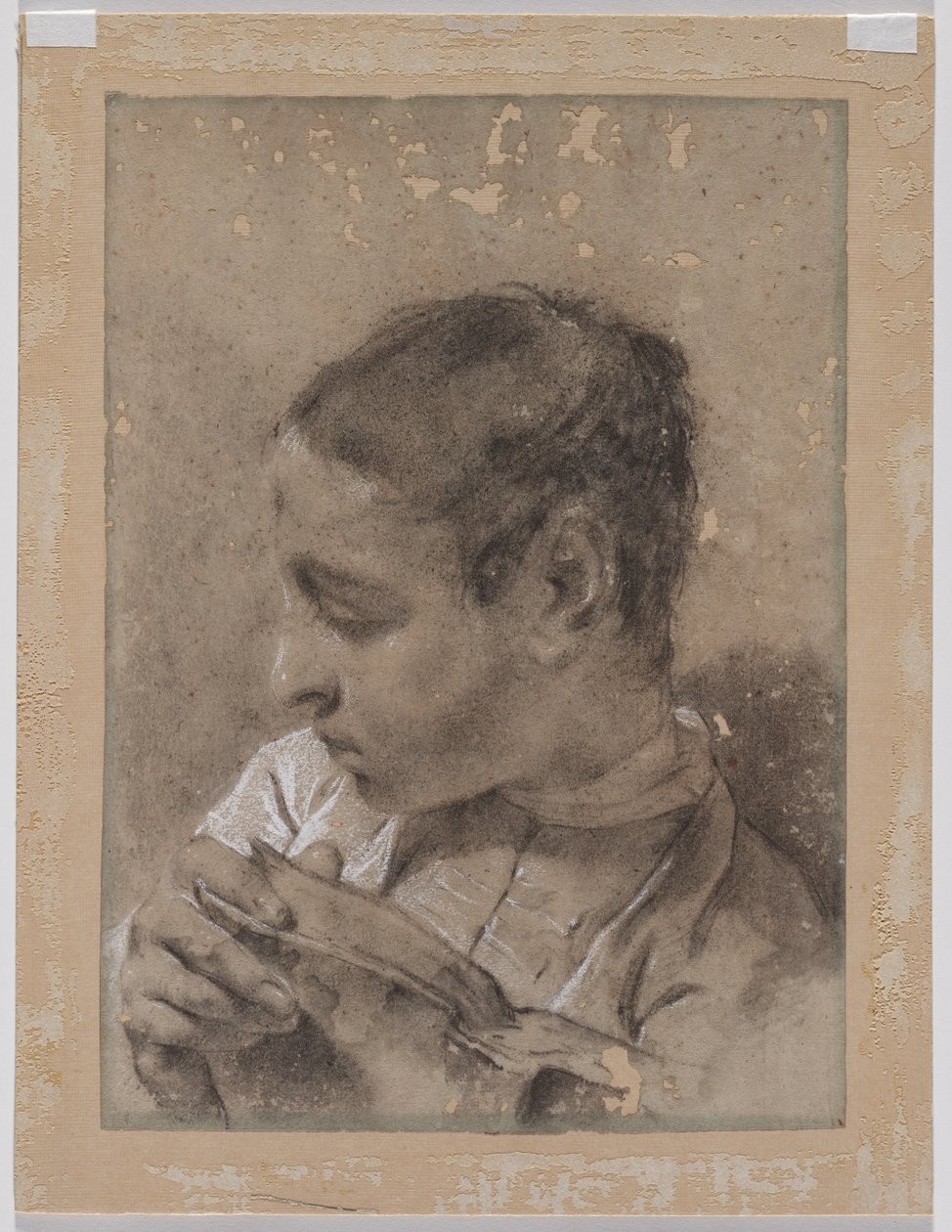 Leder for en ung mann i profil med en bok av Giovanni Battista Piazzetta