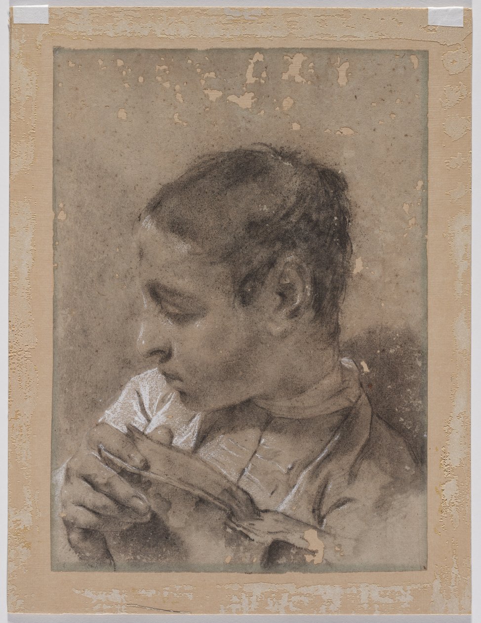 Leder for en ung mann i profil med en bok, ca. 173040-årene. av Giovanni Battista Piazzetta