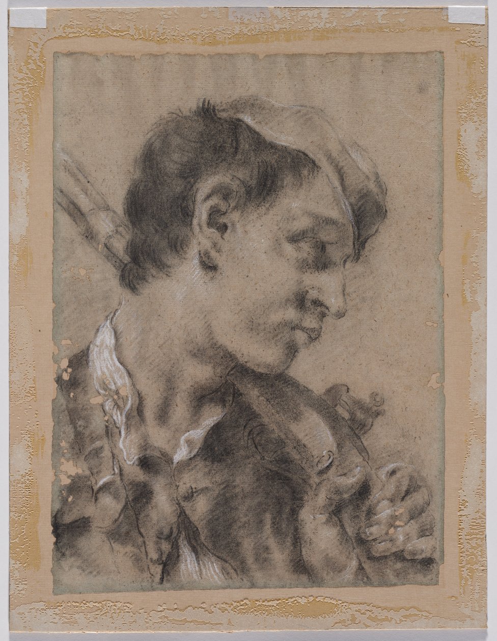 Leder for en ung mann i profil med en pistol over skulderen, ca. 173040-årene. av Giovanni Battista Piazzetta