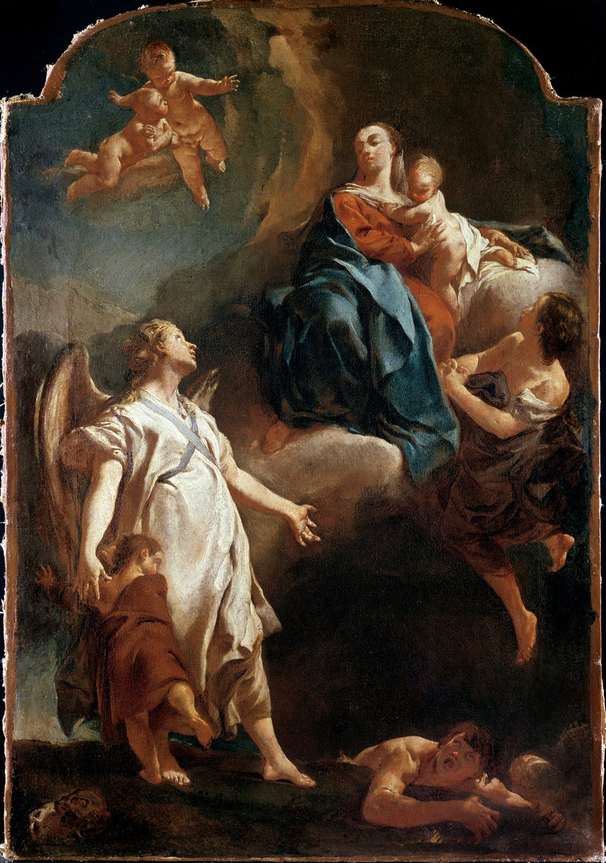 Madonnaens åpenbaring for skytsengelen av Giovanni Battista Piazzetta