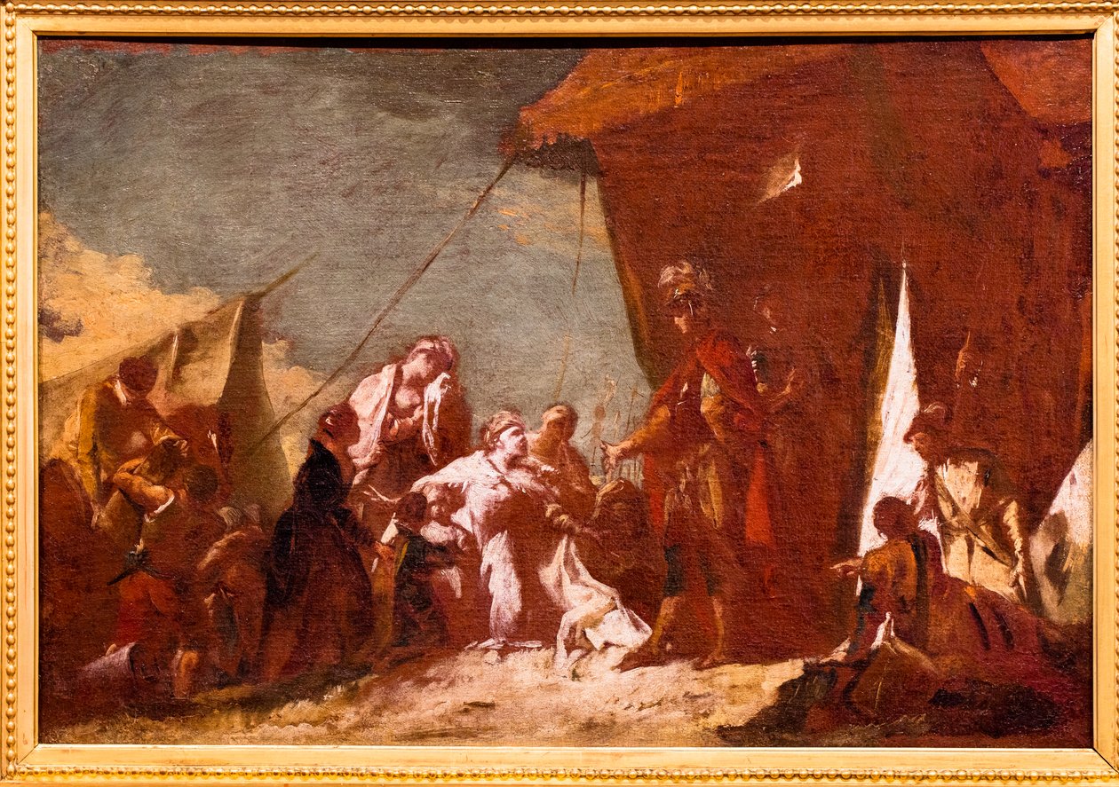 Darius#39; familie bønnfaller Aleksander av Giovanni Battista Piazzetta