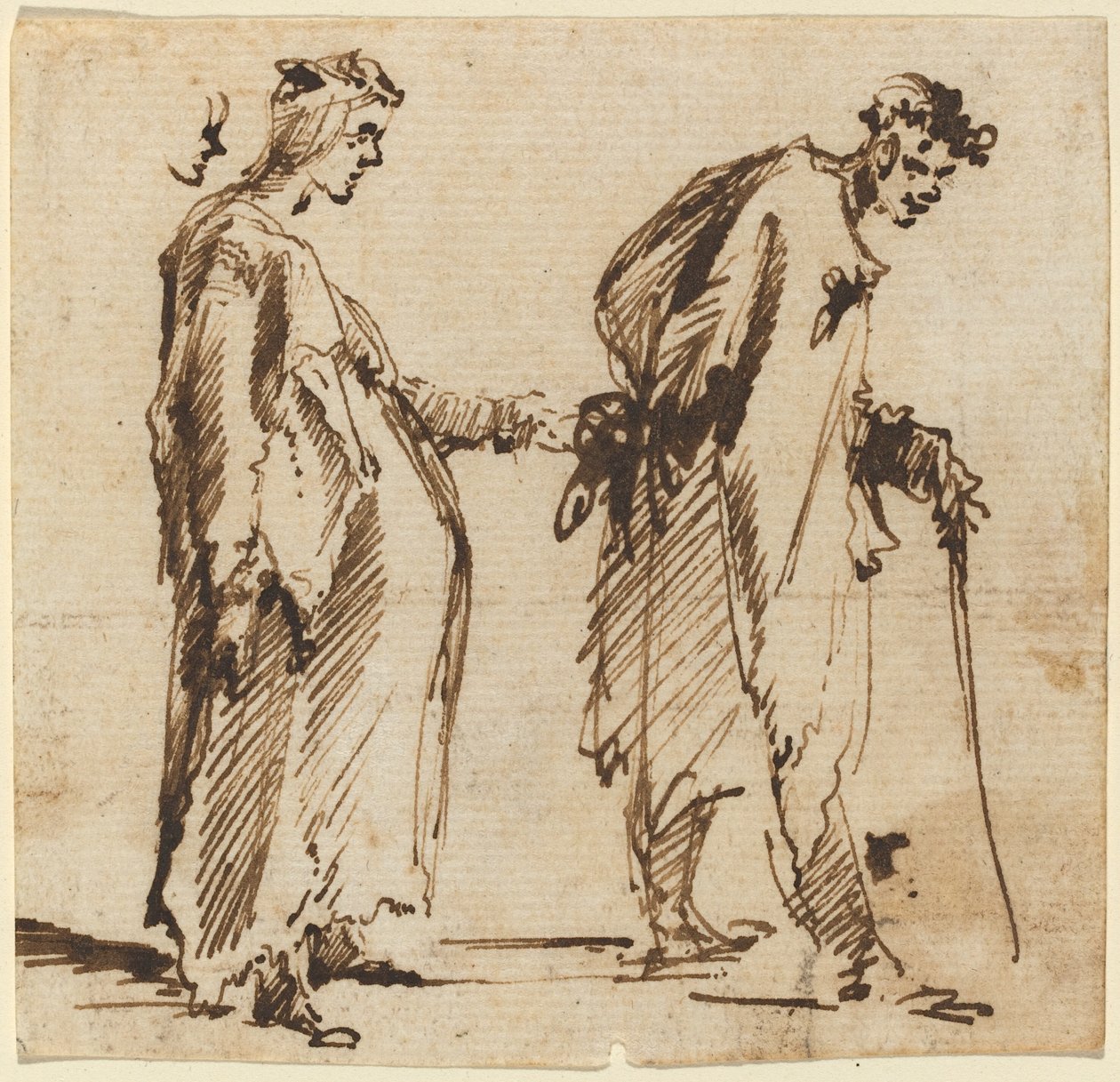 En gravid ung kvinne og en ung mann med en stab av Giovanni Battista Piranesi