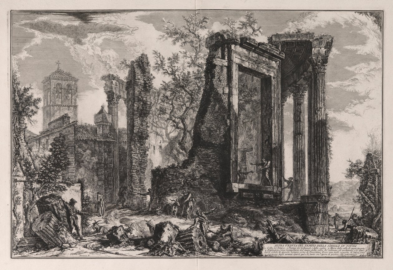 En annen utsikt over Sibylltemplet i Tivoli, fra Vedute di Roma (Utsikt over Roma) av Giovanni Battista Piranesi