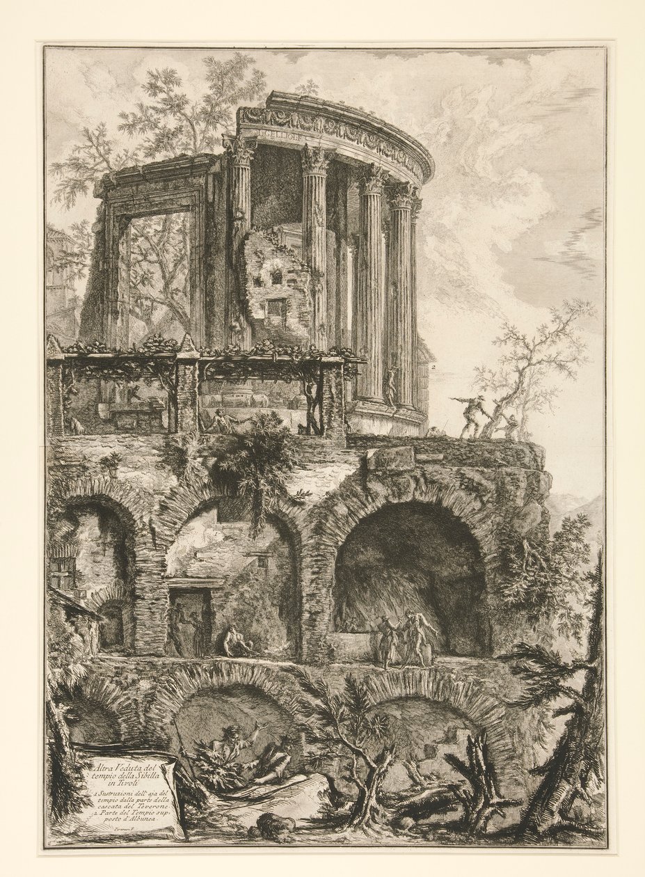 En annen utsikt over Sibylltemplet i Tivoli, fra Vedute di Roma av Giovanni Battista Piranesi
