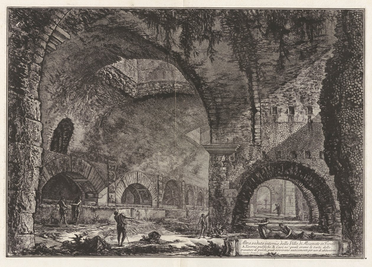 En annen utsikt over villaen til Maecenas i Tivoli, fra Vedute di Roma (utsikt over Roma) av Giovanni Battista Piranesi