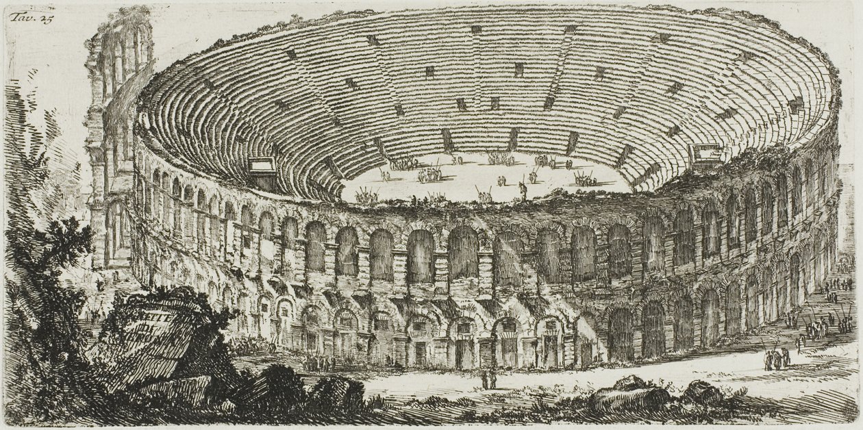 Ampitheatre of Verona, plate 25 fra Some Views of Triumphal Arches og andre monumenter av Giovanni Battista Piranesi