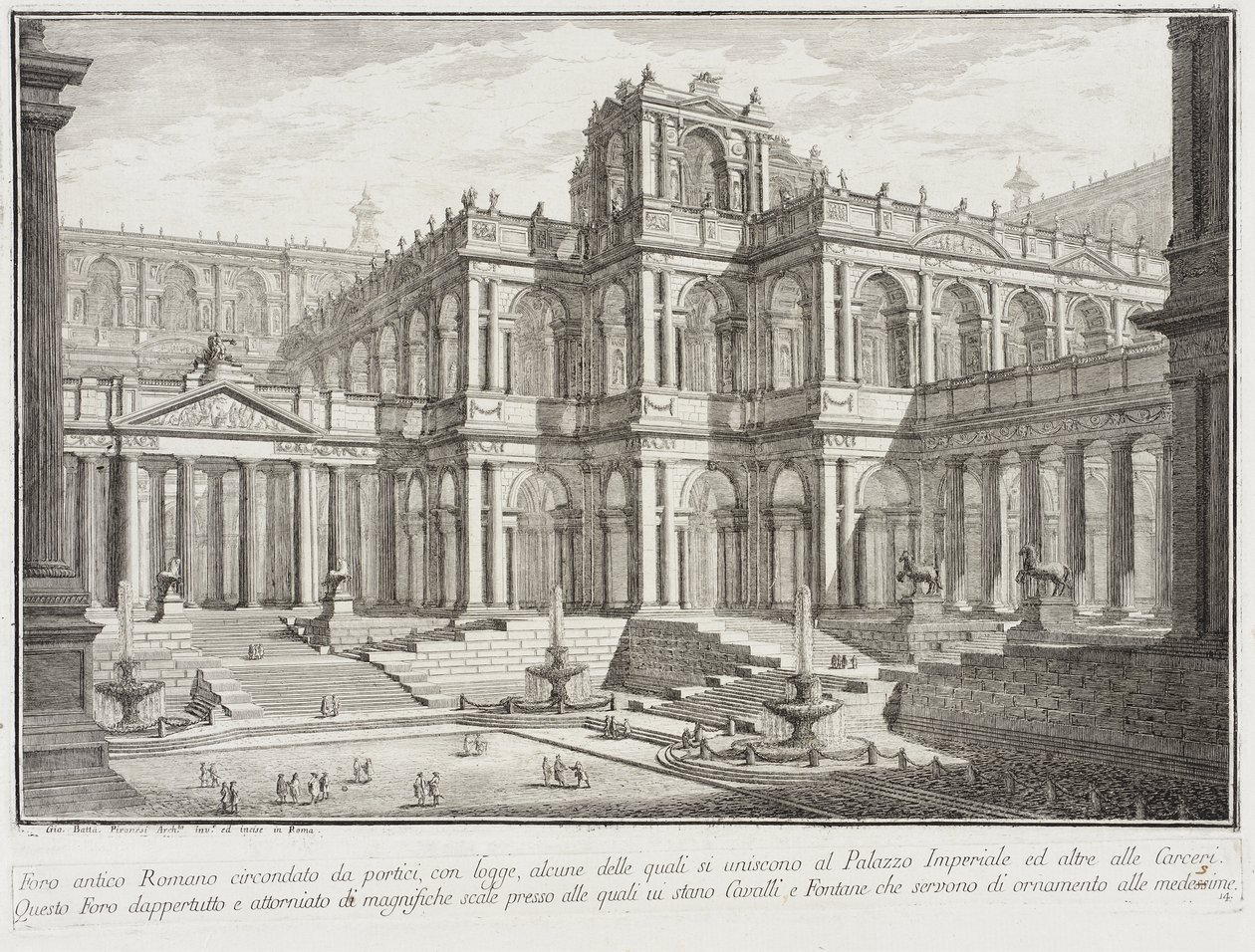 Antikt forum omgitt av søyleganger av Giovanni Battista Piranesi