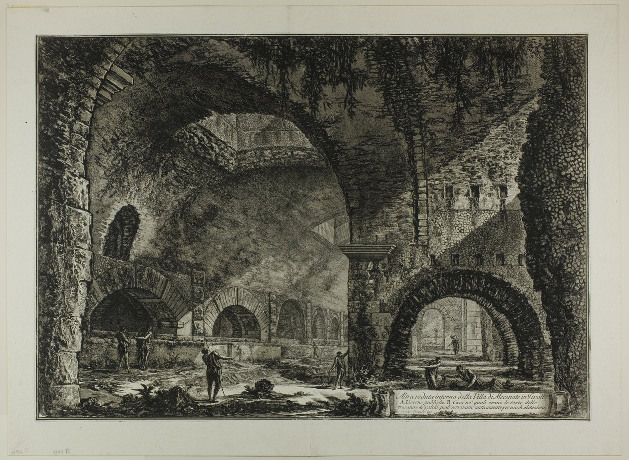En annen innvendig utsikt over Villa of Maecenas, Tivoli, fra utsikt over Roma av Giovanni Battista Piranesi