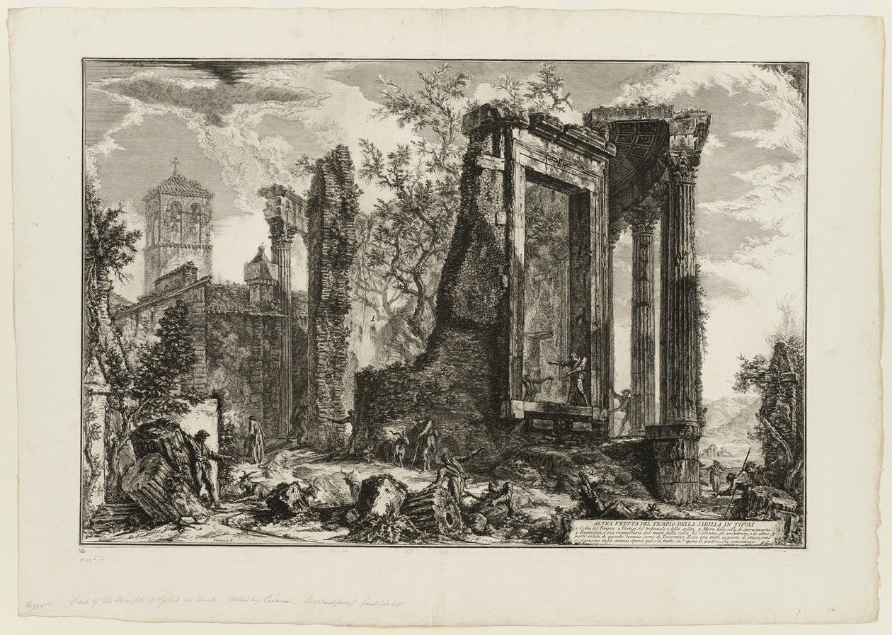 En annen utsikt over Sibylltemplet i Tivoli, fra utsikt over Roma av Giovanni Battista Piranesi