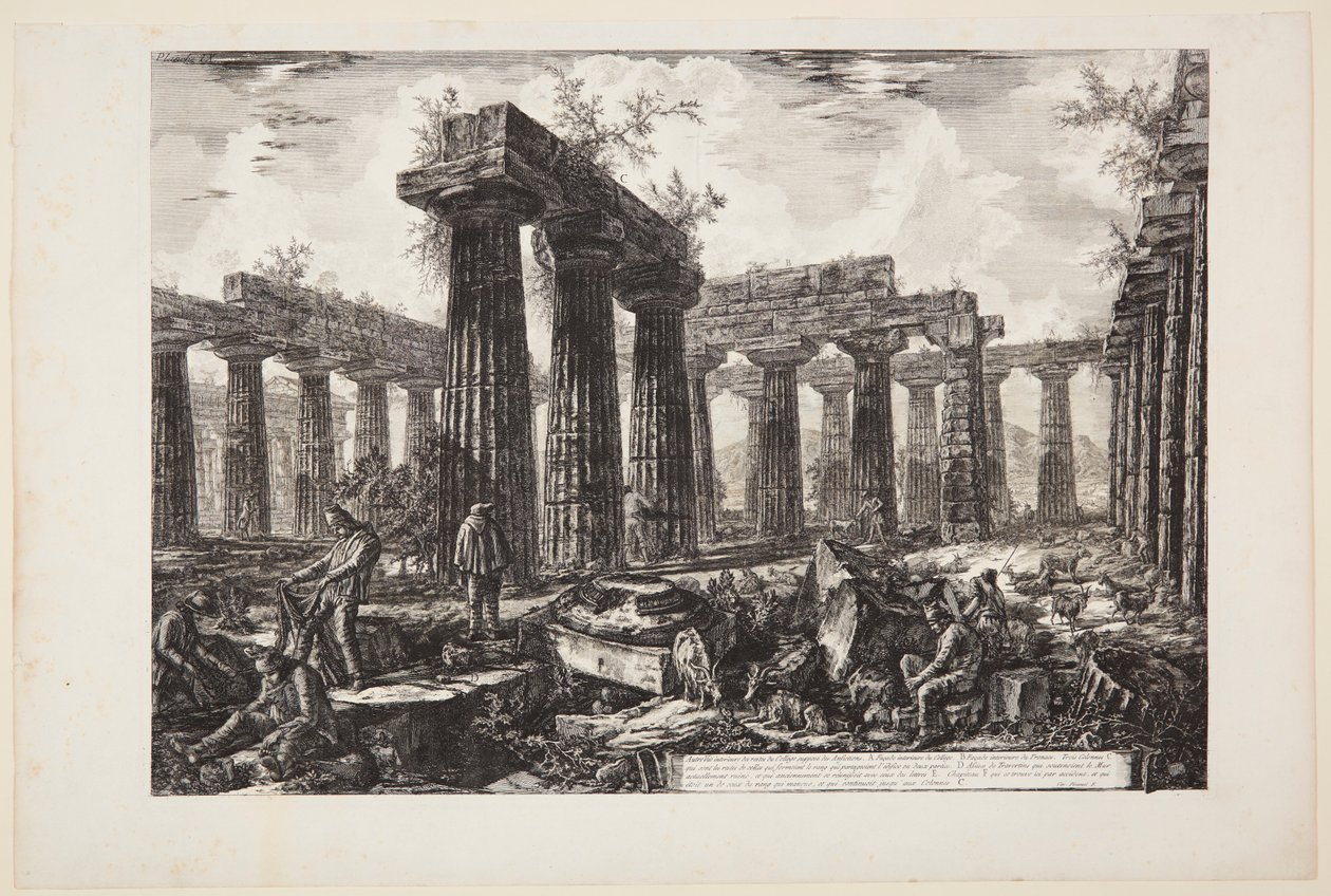 Enda en utsikt over restene av det såkalte Collegio degli Anfizioni [...] av Giovanni Battista Piranesi