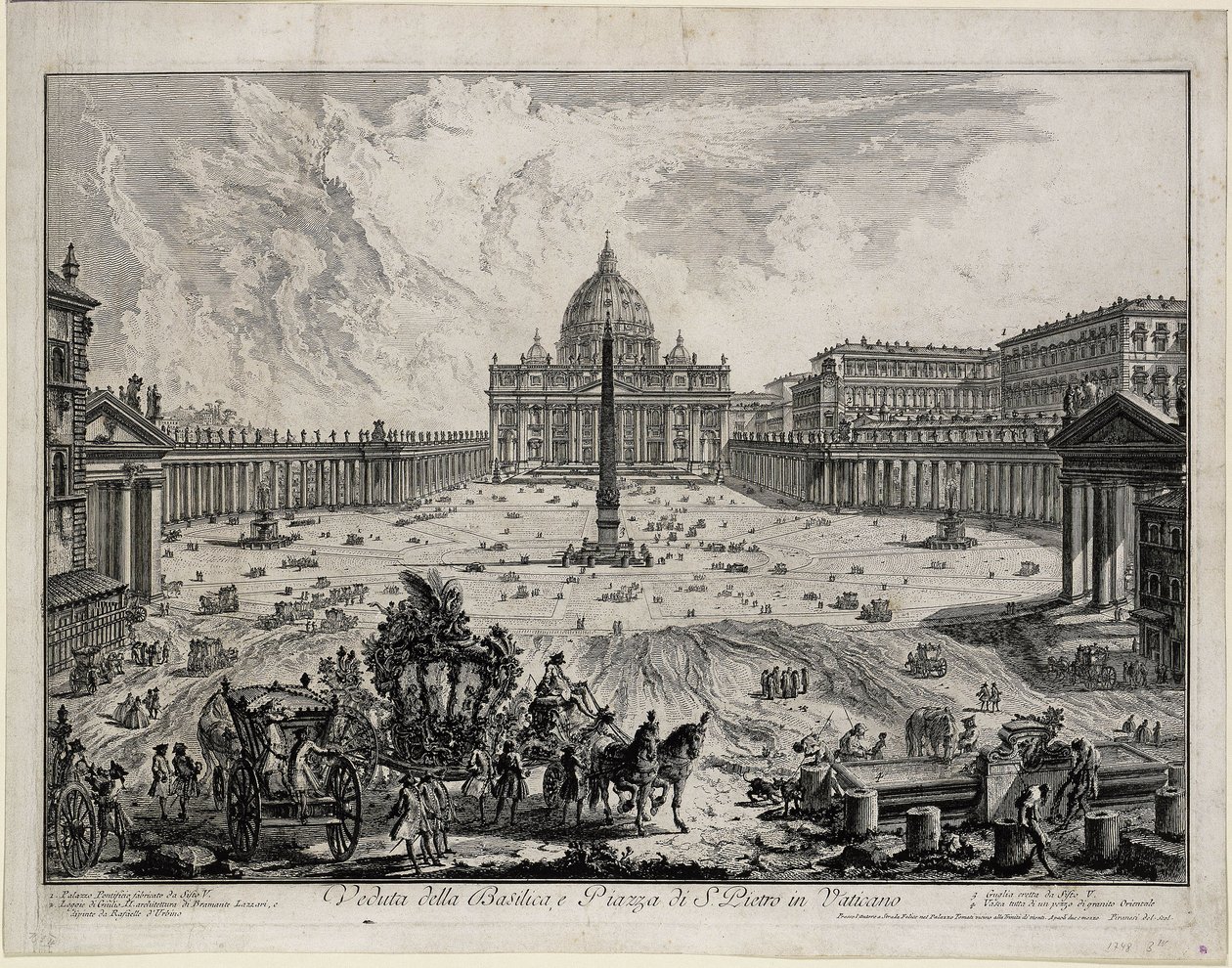 Utsikt over basilikaen og plassen ved San Pietro in Vaticano (fra: Vedute di Roma) av Giovanni Battista Piranesi