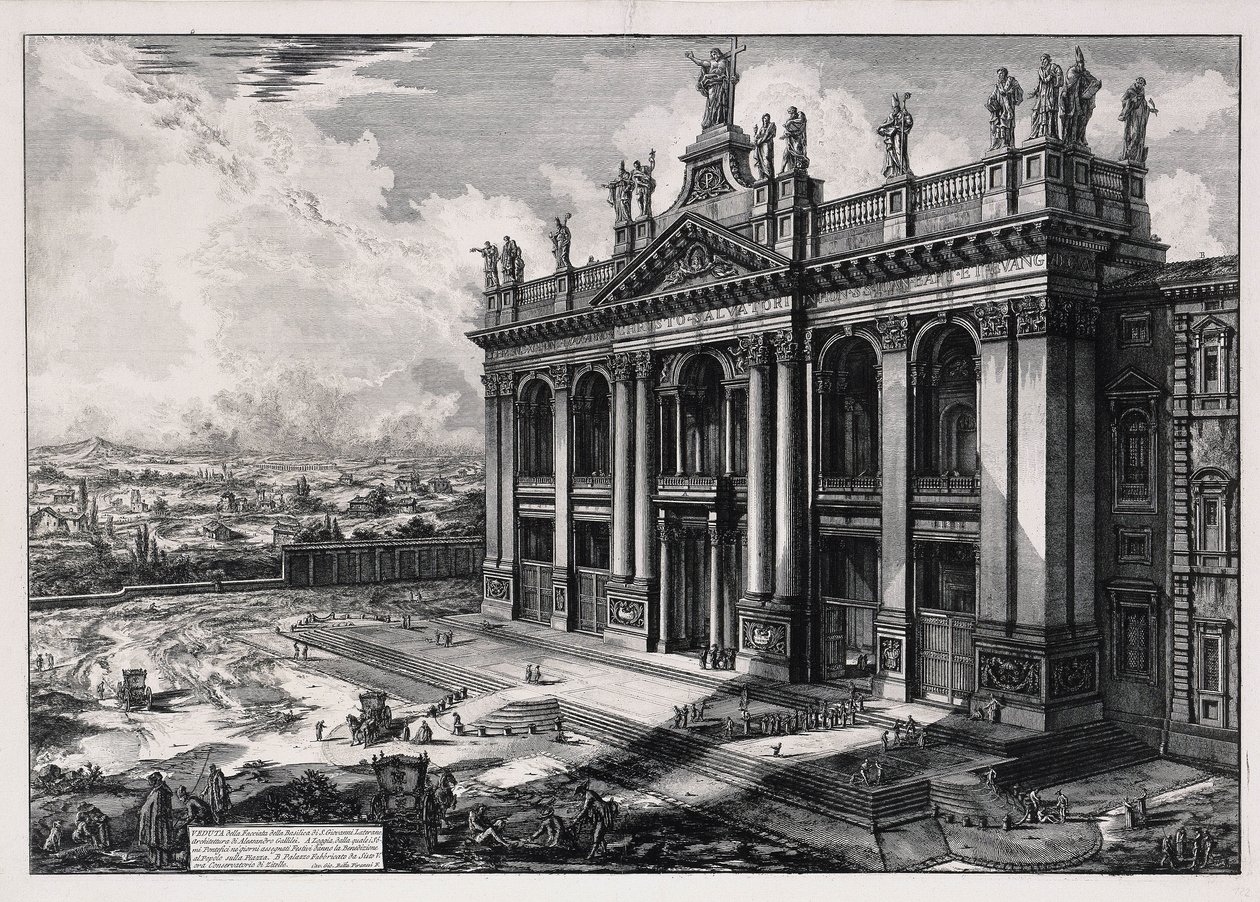 Utsikt over fasaden til basilikaen San Giovanni in Laterano (fra: Vedute di Roma) av Giovanni Battista Piranesi