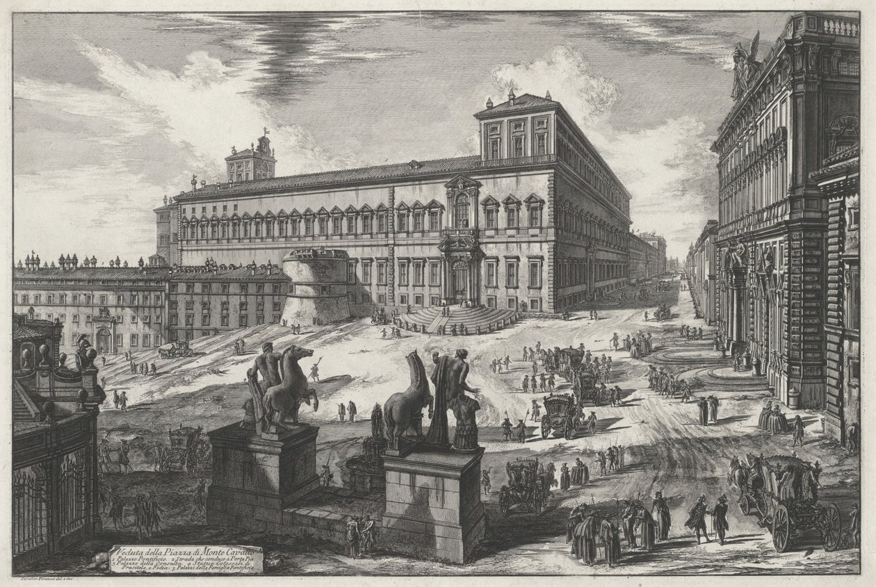 Utsikt over Piazza di Monte Cavallo (fra: Vedute di Roma) av Giovanni Battista Piranesi