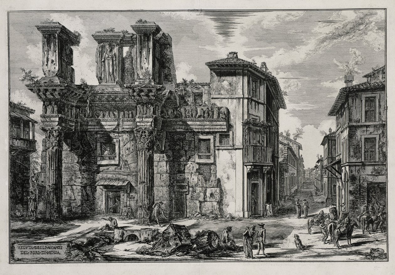 Utsikt over restene av Nervas forum i Roma (fra: Vedute di Roma) av Giovanni Battista Piranesi