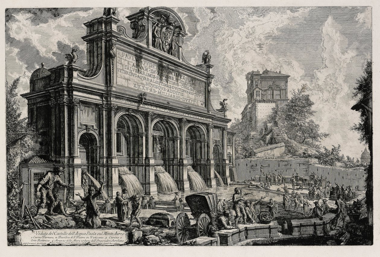 Utsikt over Acqua Paola-kilden på Gianicolo (fra: Vedute di Roma) av Giovanni Battista Piranesi