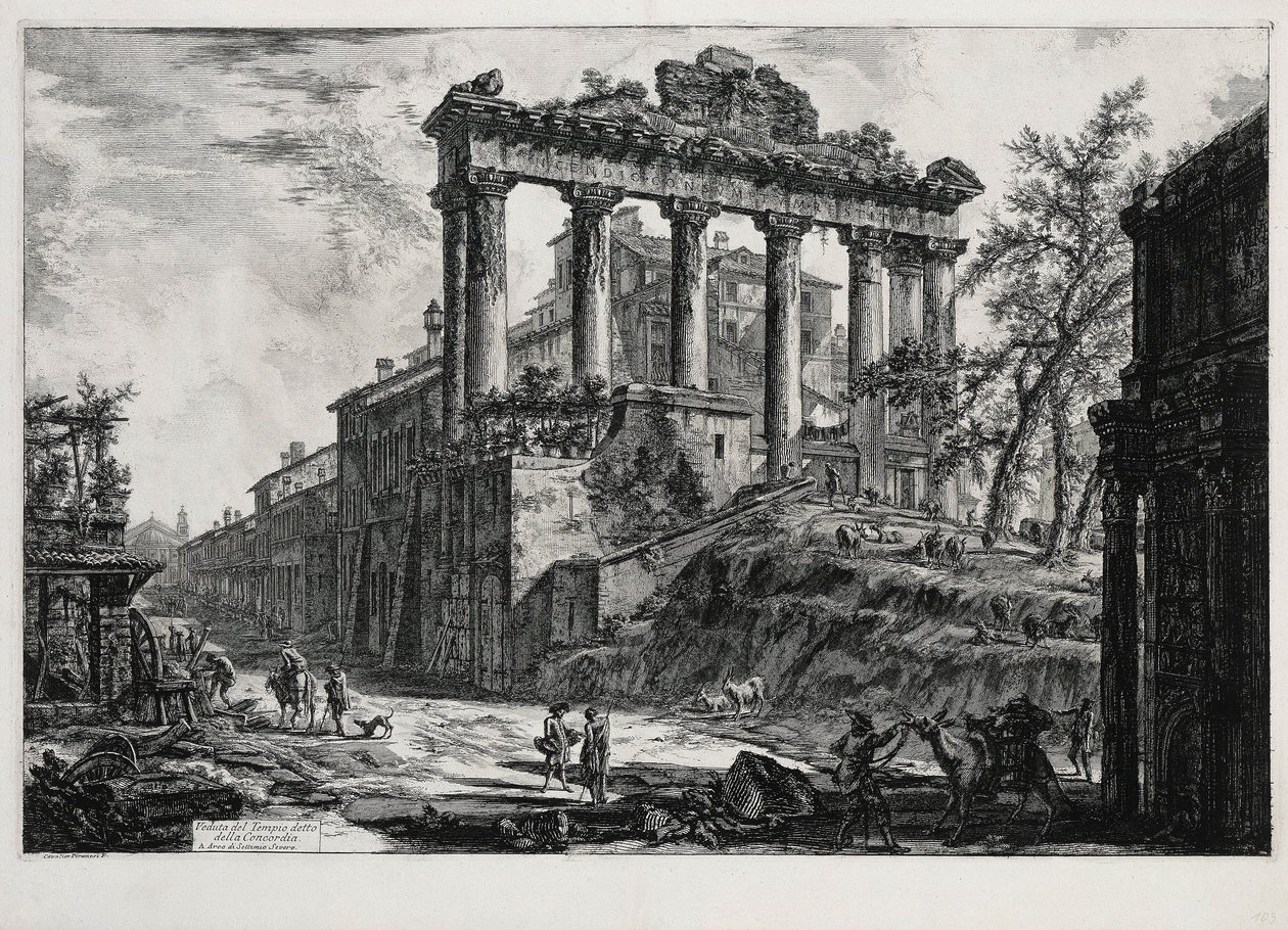 Utsikt over Concordia-tempelet (fra: Vedute di Roma) av Giovanni Battista Piranesi