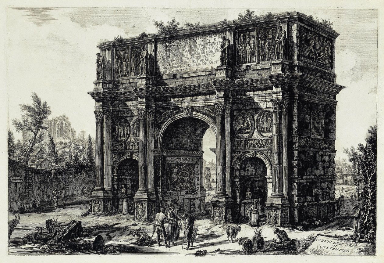 Utsikt over Konstantinbuen i Roma (fra: Vedute di Roma) av Giovanni Battista Piranesi
