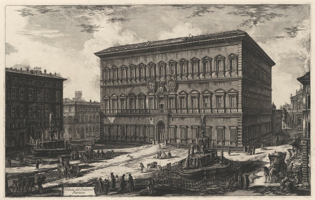 Utsikt over Palazzo Farnese (fra: Vedute di Roma) av Giovanni Battista Piranesi