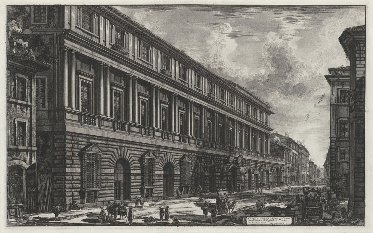Utsikt over Palazzo Stopani (fra: Vedute di Roma) av Giovanni Battista Piranesi