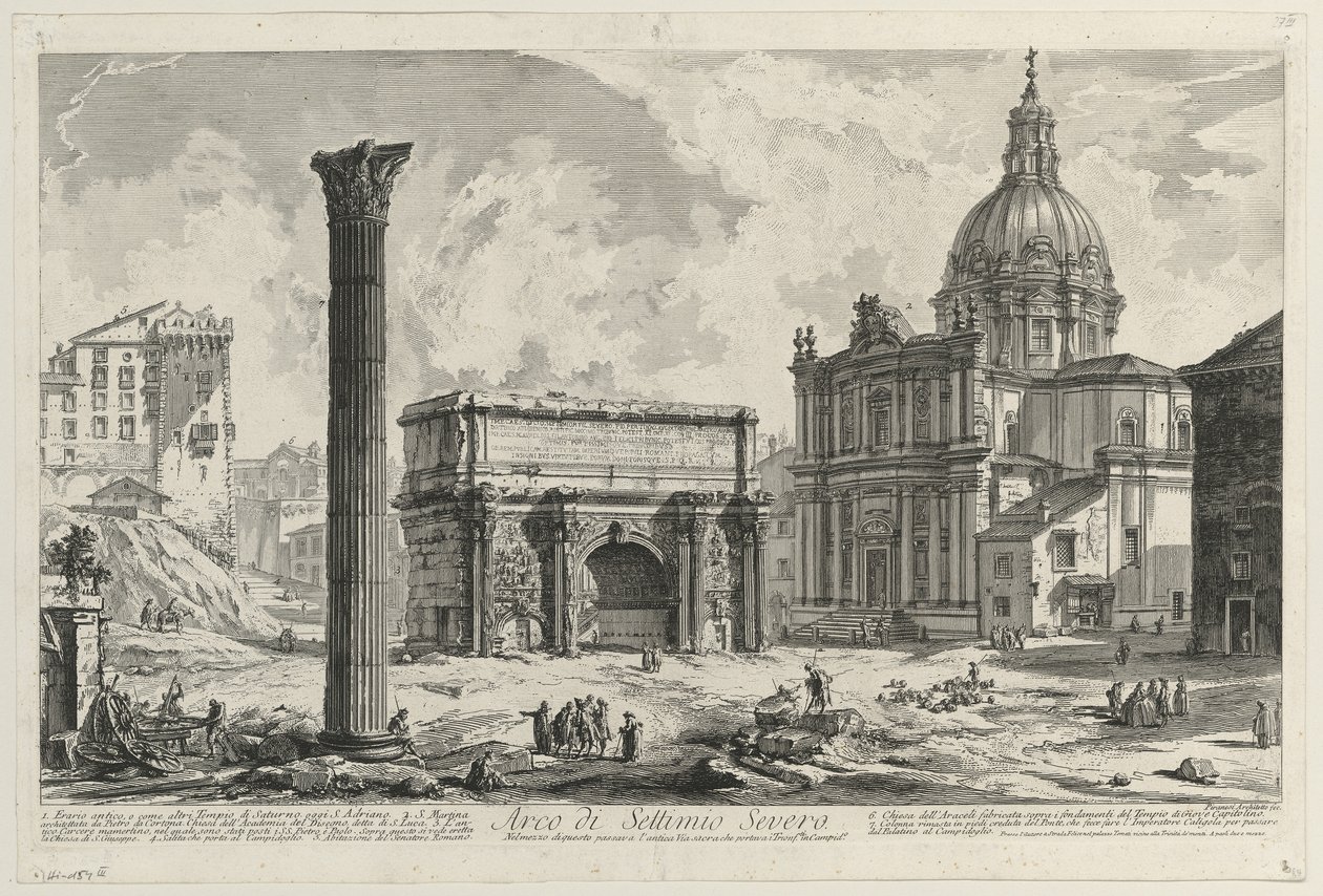 Utsikt over Septimius Severus-buen av Giovanni Battista Piranesi