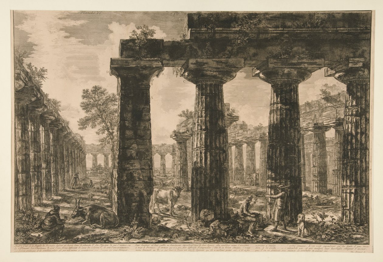 Andre sett? av fasaden til Pronaos, tegning? og beskrevet i plate V (En annen visning av pronaos-fasaden tegnet og beskrevet i plate V), fra forskjellige visninger av Giovanni Battista Piranesi