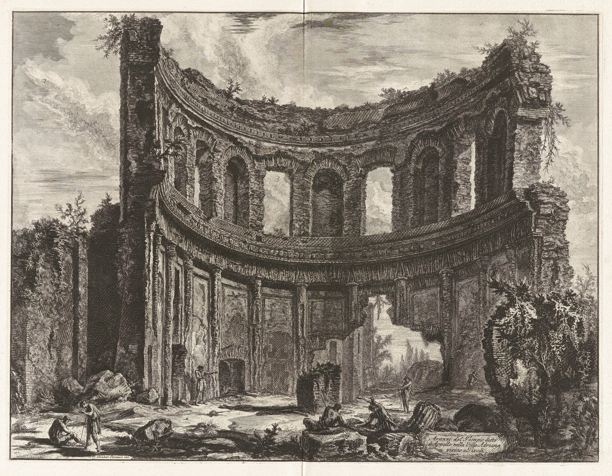 Rester av tempelet som sies å være av Apollo i Hadrian av Giovanni Battista Piranesi