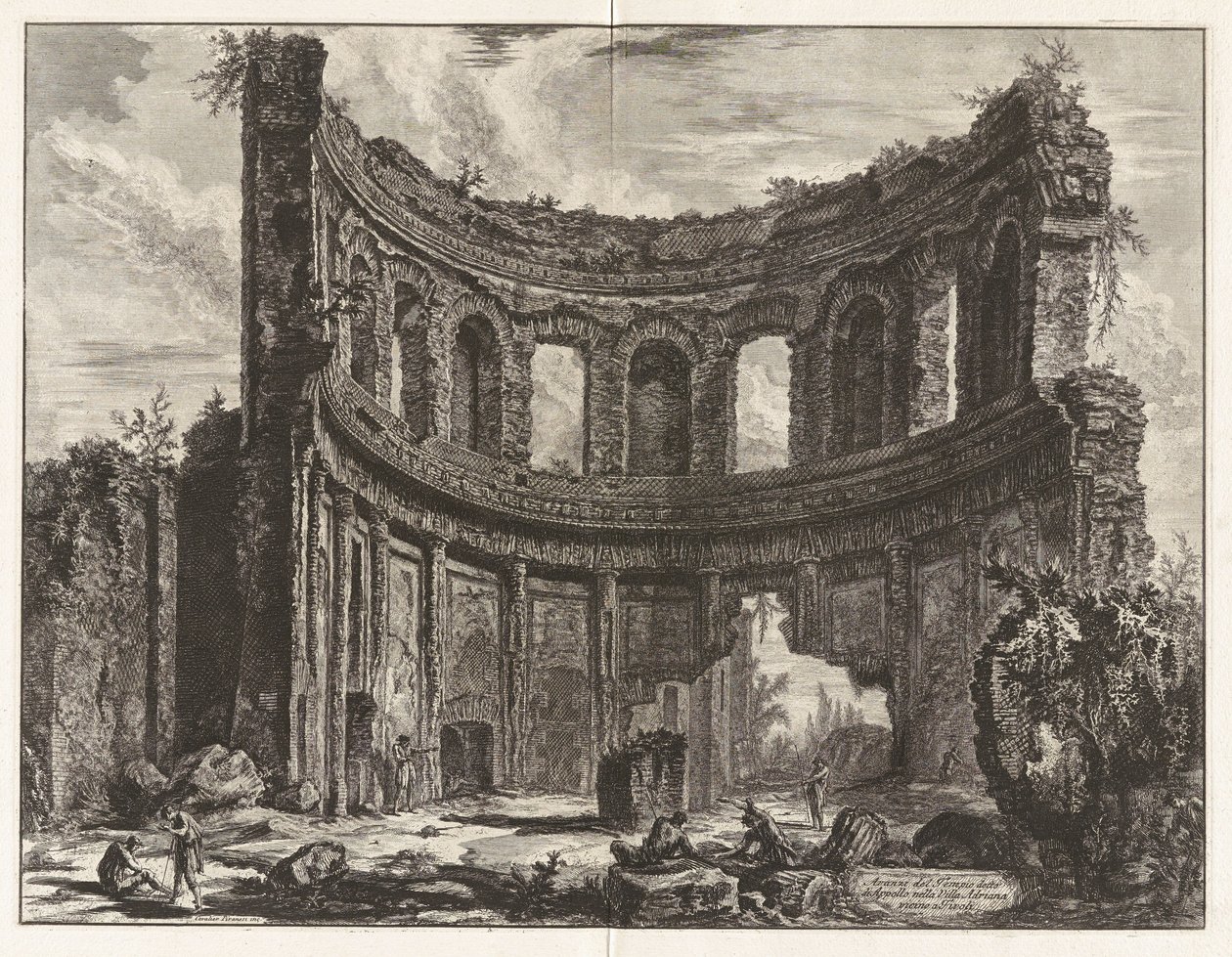Rester av tempelet som sies å være viet Apollon i Hadrians villa nær Tivoli, fra «Utsikter over Roma» av Giovanni Battista Piranesi