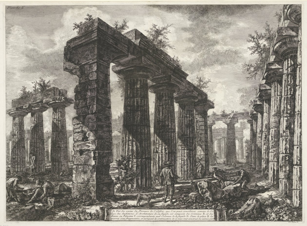 Basilica di Paestum i Paestum Ulik utsikt over restene av tre store bygninger som fortsatt står ved Paestum (serietittel) Différentes vues de quelques restes de trois grands édifices qui subsistent encore dans l