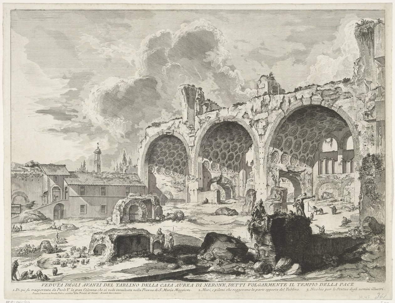 Basilica van Maxentius te Roma Utsikt over restene av Tablino av Neros gylne hus, ofte kjent som Fredens tempel (tittel på objekt) Gezichten op Roma (serietittel) Utsikt over Roma designet og gravert av Giambattista Piranesi-arkitekten V av Giovanni Battista Piranesi