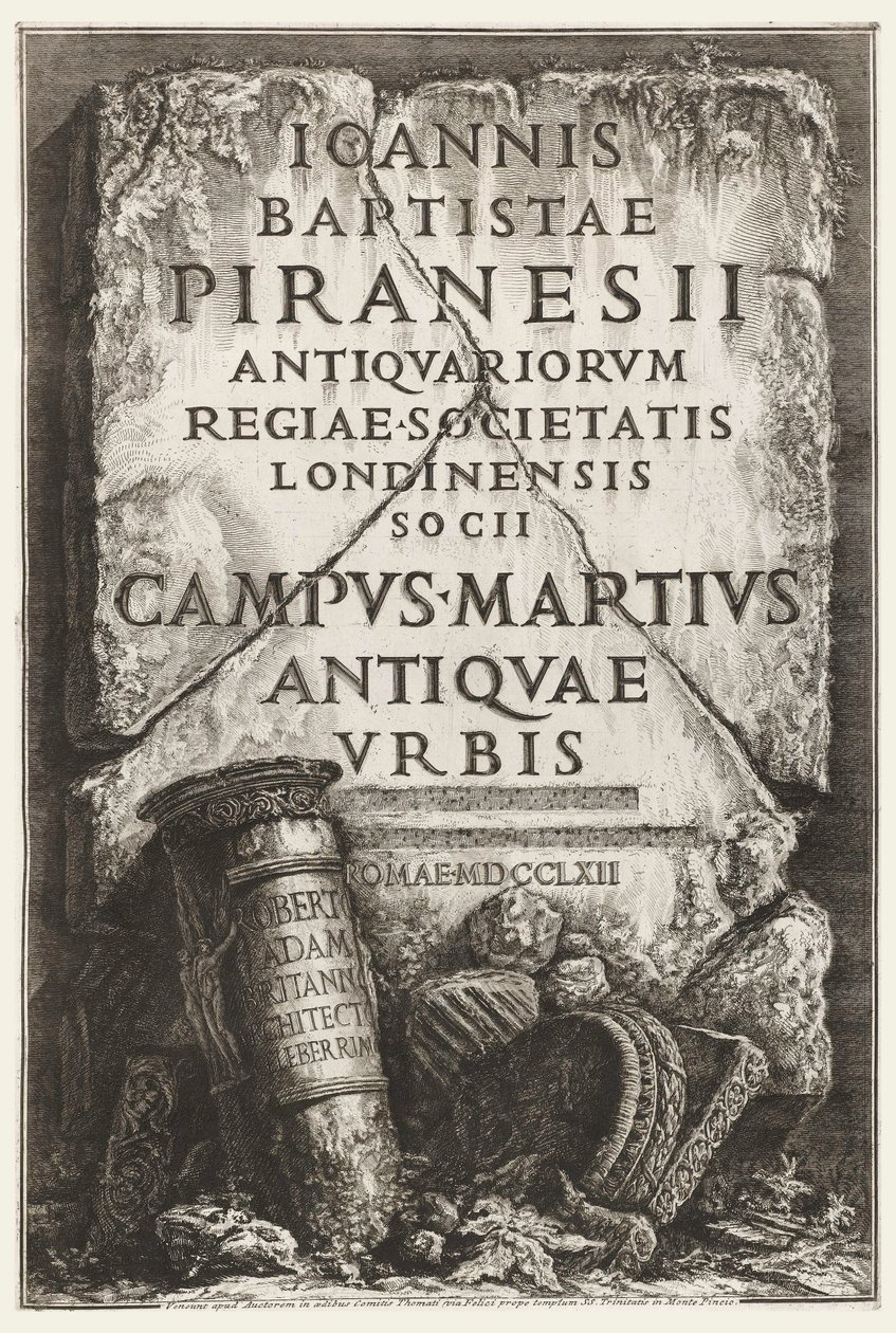 Book, Frontispiece, with Dedication to Robert Adam, in Il Campo Marzio dell