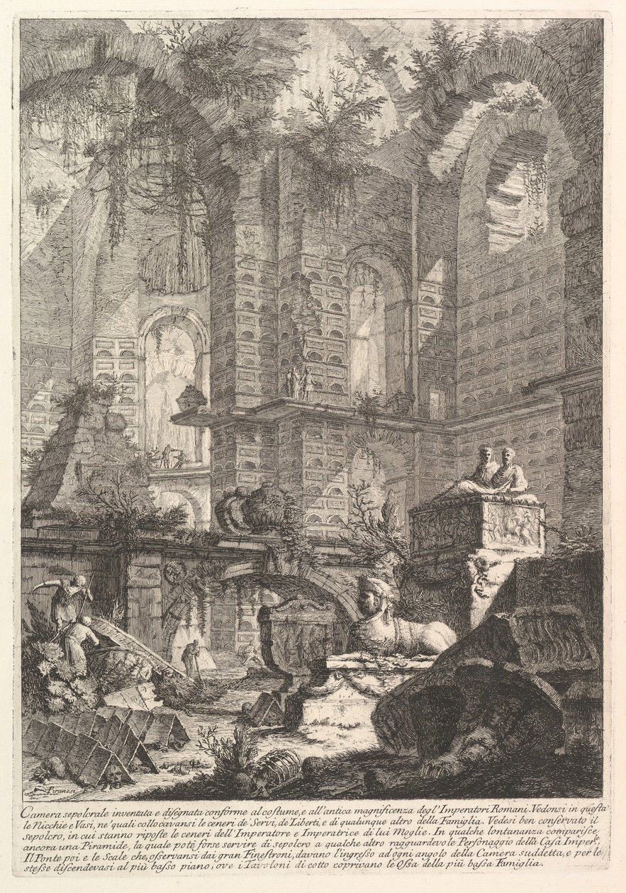 Gravkammer oppfunnet og designet etter skikk, og til gammel storhet ..., ca. 1750. av Giovanni Battista Piranesi