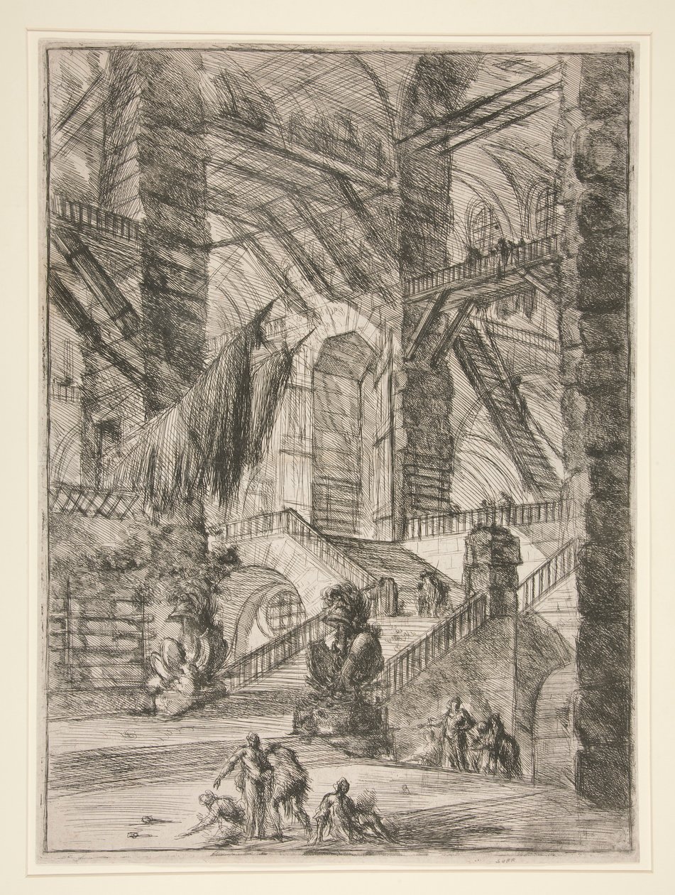 Carceri, VIII: The Staircase with Trophies av Giovanni Battista Piranesi