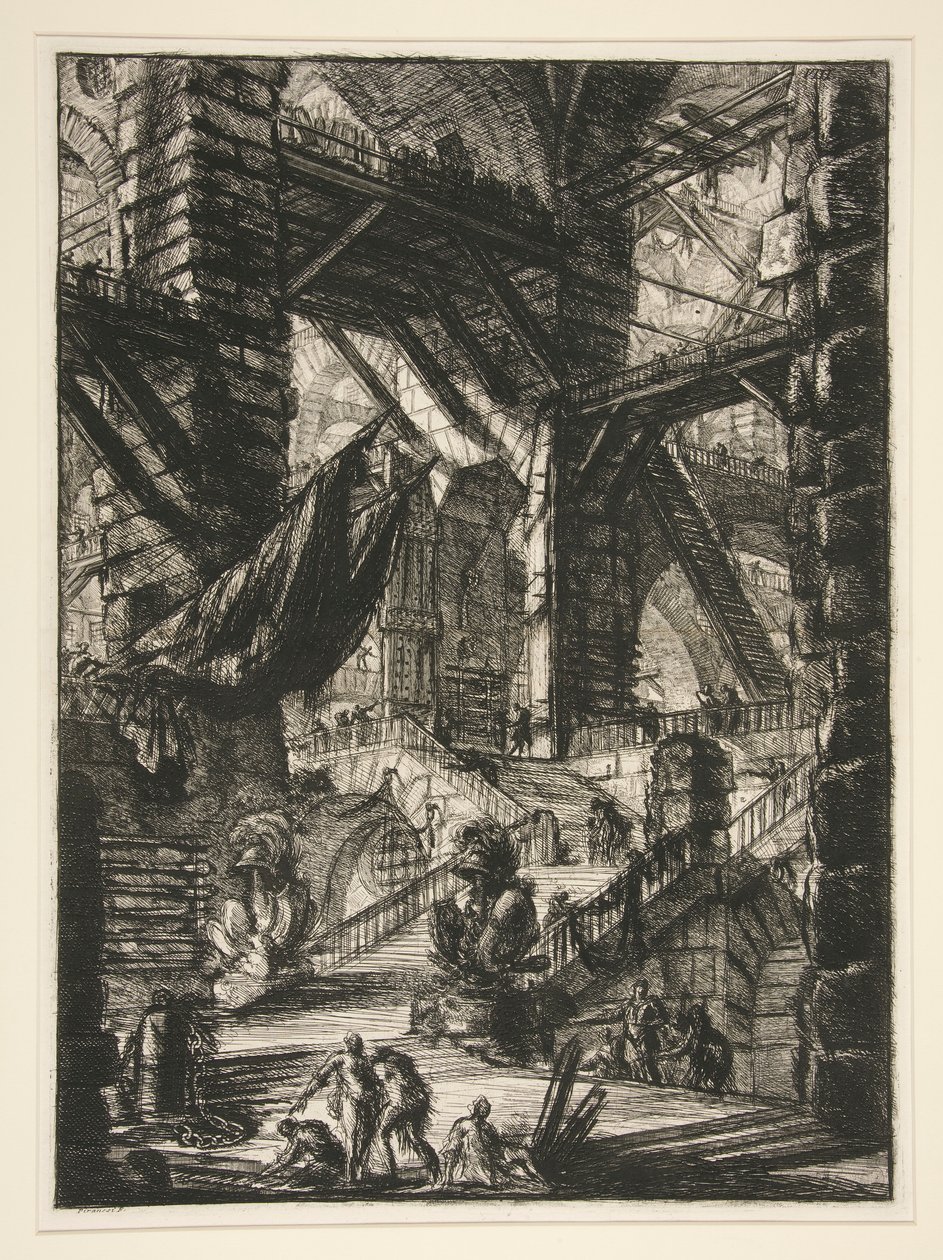 Carceri, VIII: The Staircase with Trophies av Giovanni Battista Piranesi