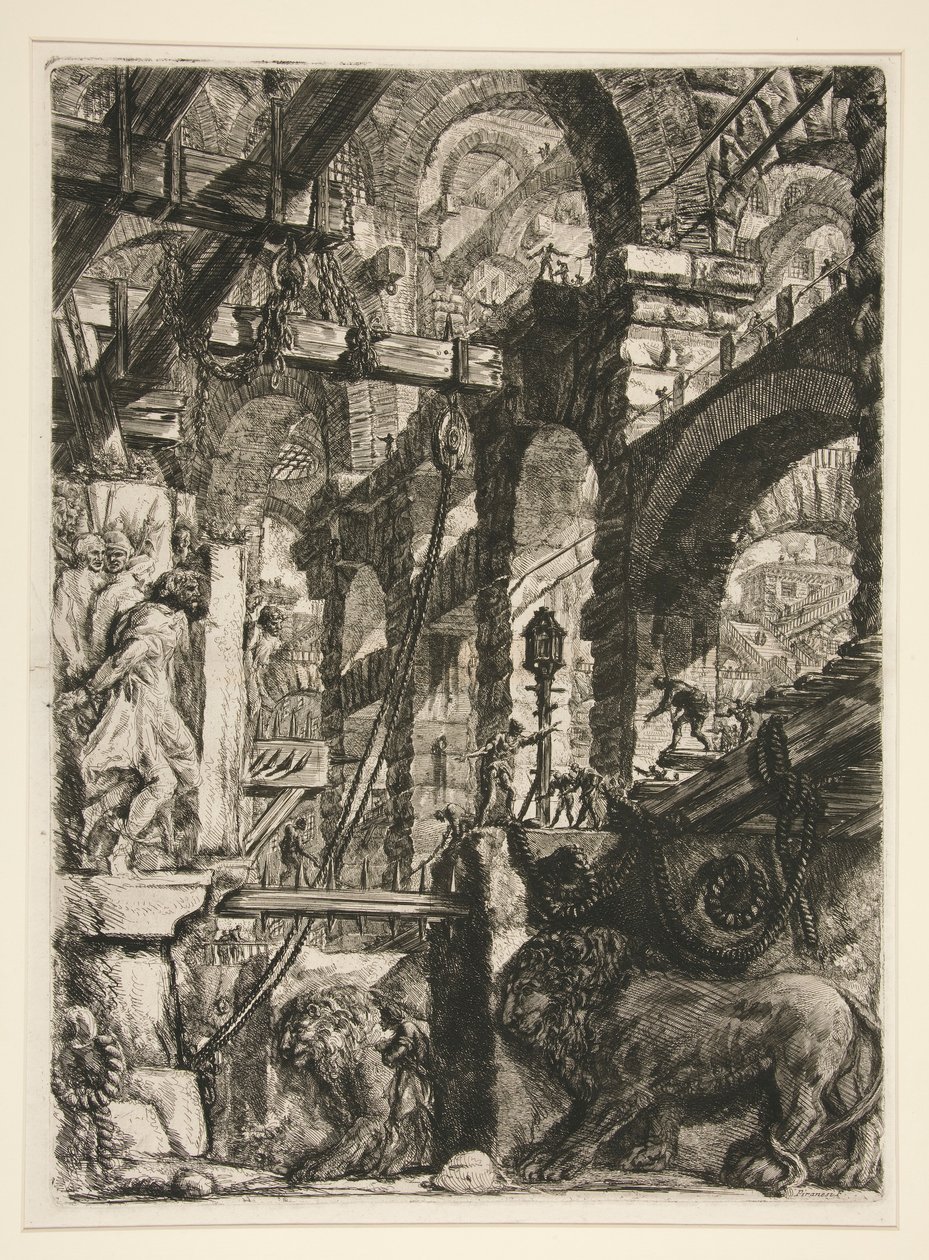 Carceri, V: Løvens basrelieffer av Giovanni Battista Piranesi