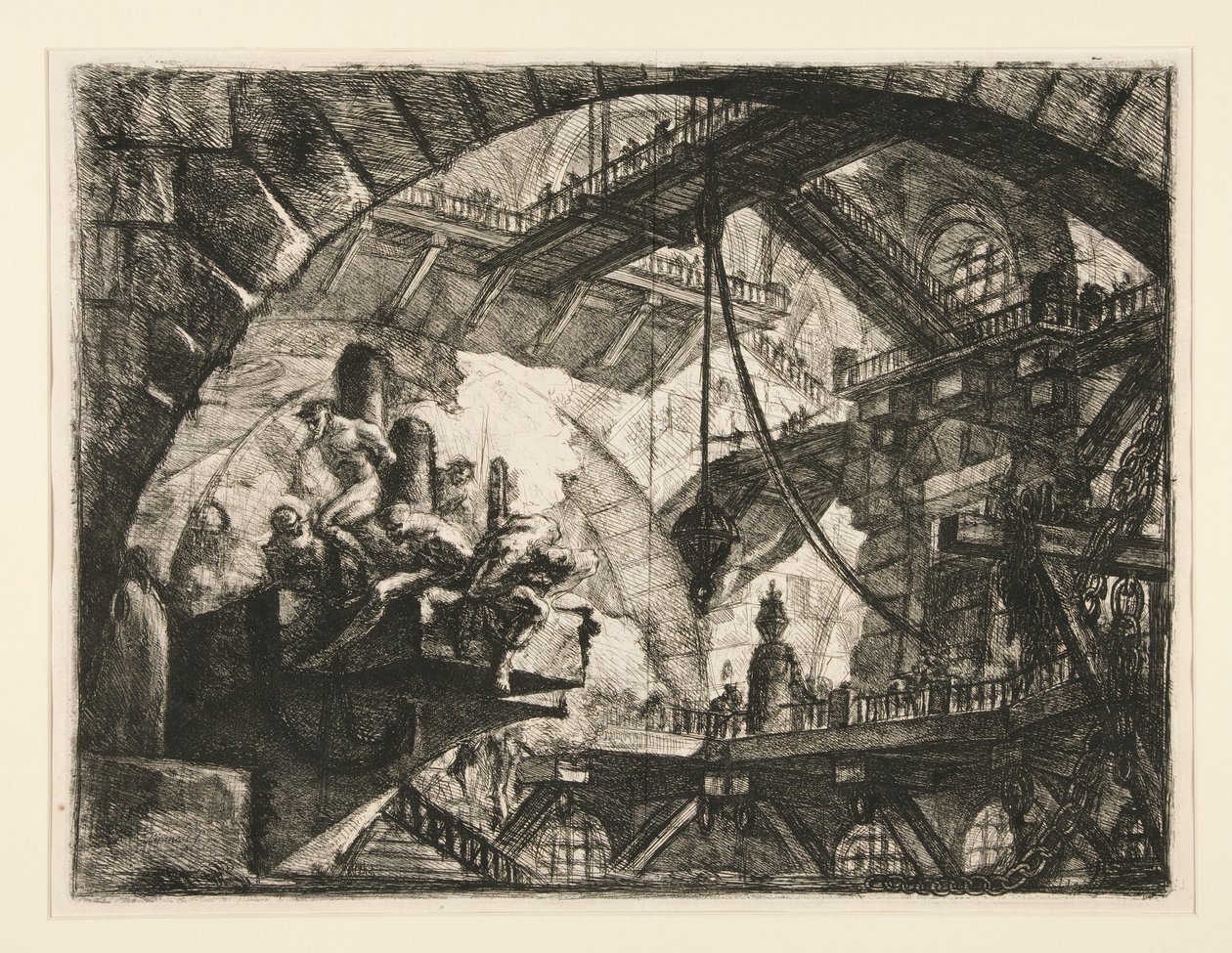 Carceri, X: Fanger på en utstikkende plattform av Giovanni Battista Piranesi