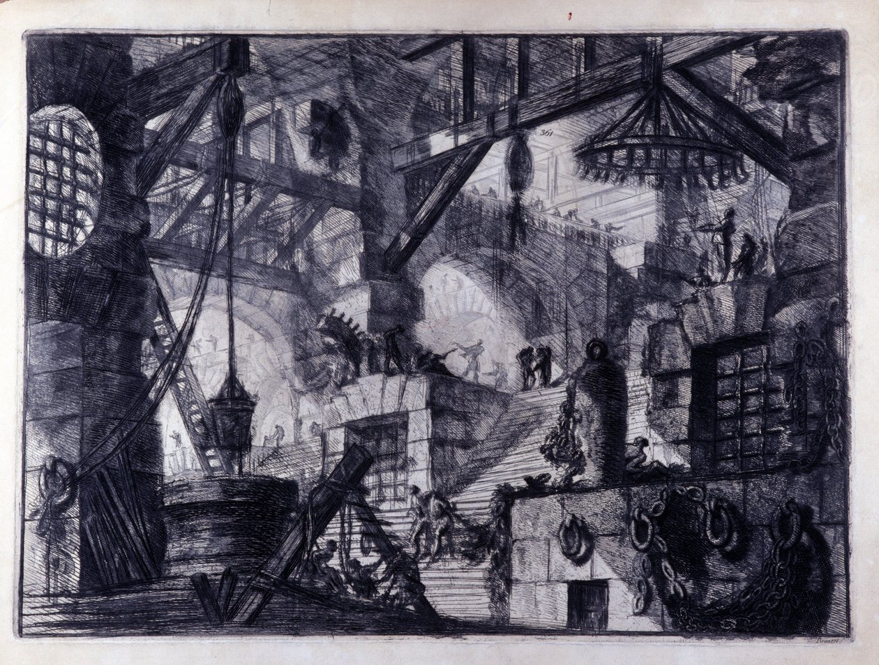 "Fengsler for oppfinnelsen" "Indre syn på et tenkt fengsel. Tegning av Giovanni Piranesi (kjent som Piranese) (1720-1778). av Giovanni Battista Piranesi