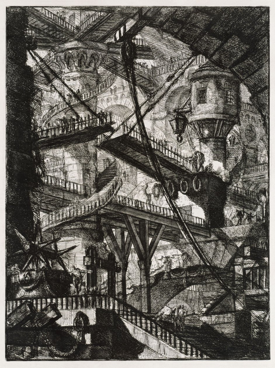 Fantastiske fengsler: trapper og vindebro av Giovanni Battista Piranesi