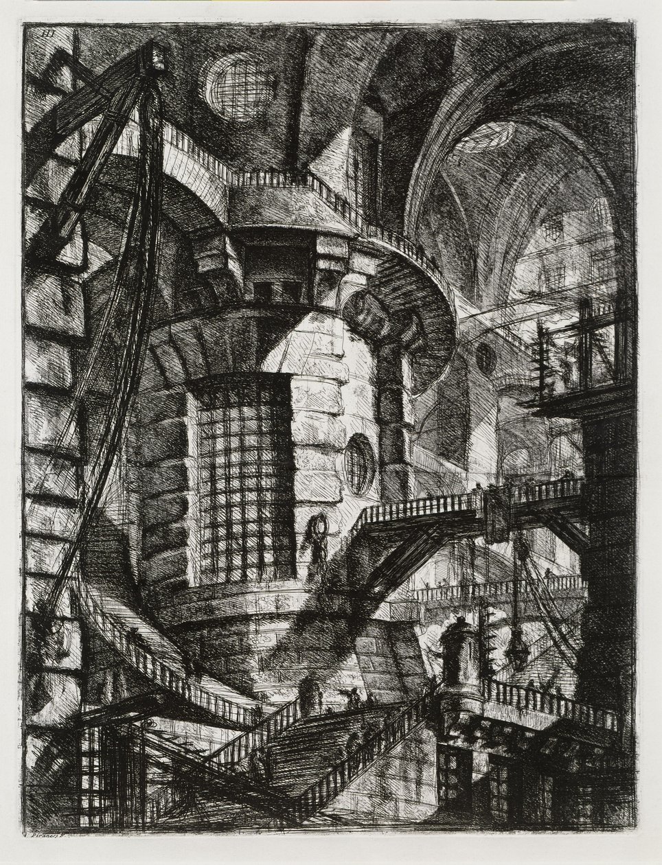 Fantasifengsler: Sylindrisk tårn av Giovanni Battista Piranesi