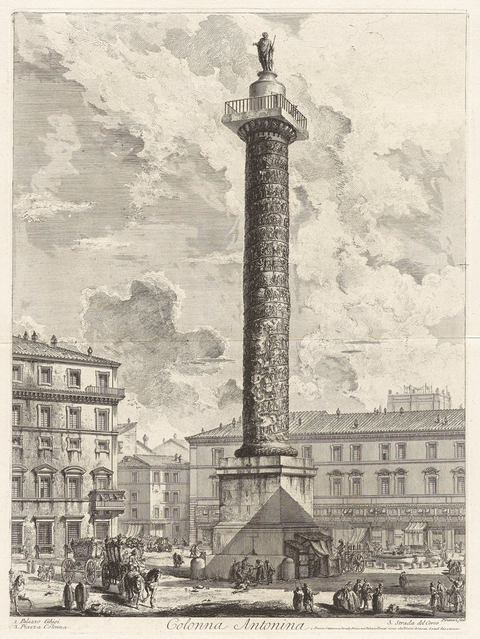 Colonna Antonina (Søylen til Marcus Aurelius), fra Vedute di Roma (Utsikt over Roma) av Giovanni Battista Piranesi