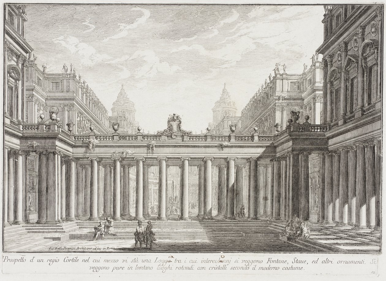 Gårdsplass omgitt av søyleganger av Giovanni Battista Piranesi
